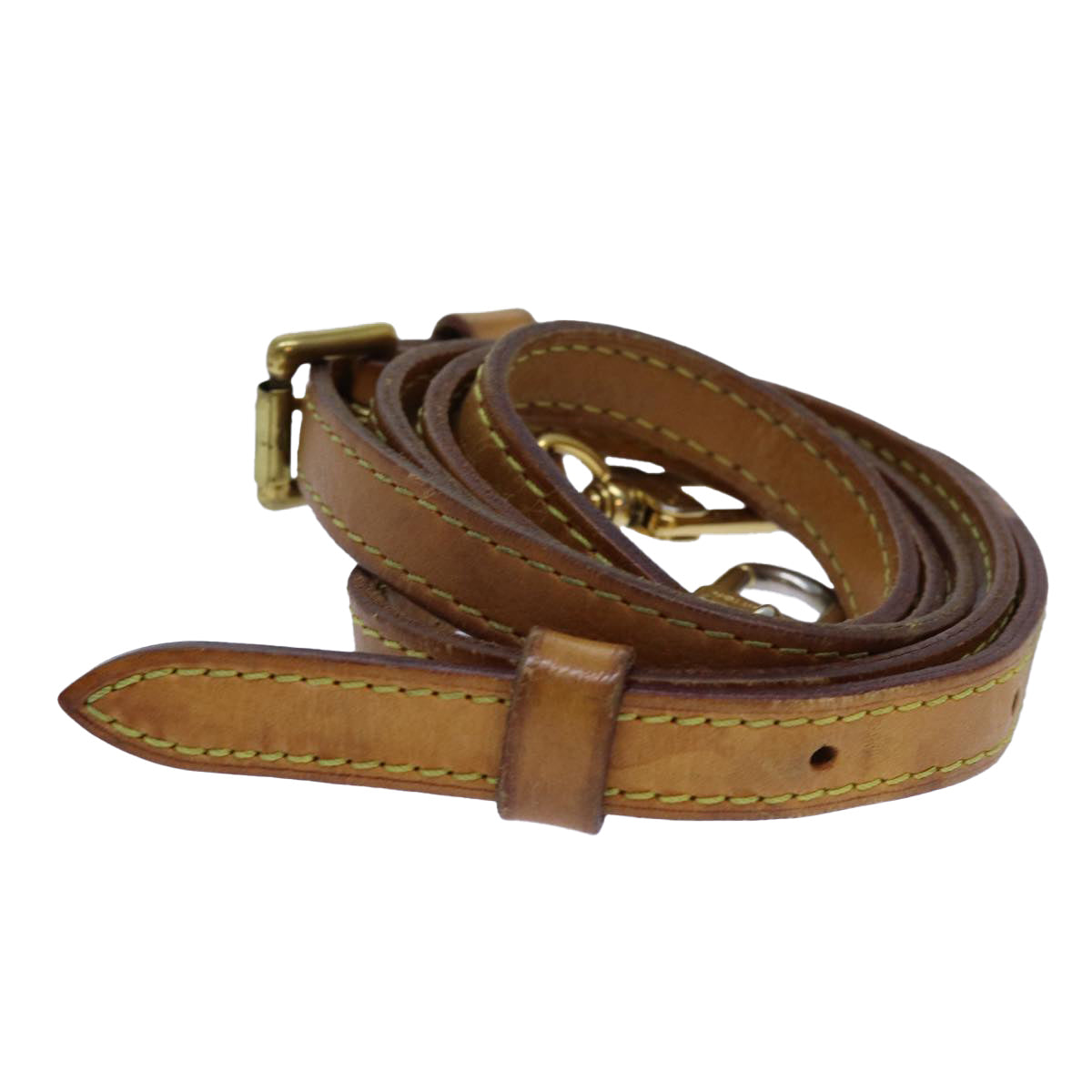 LOUIS VUITTON Adjustable Shoulder Strap Leather 40.2""-48"" Beige LV Auth 71371