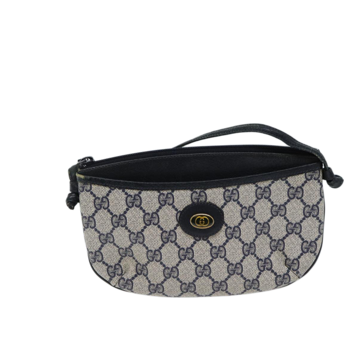 GUCCI GG Canvas Shoulder Bag PVC Navy 904 02 020 Auth 71429