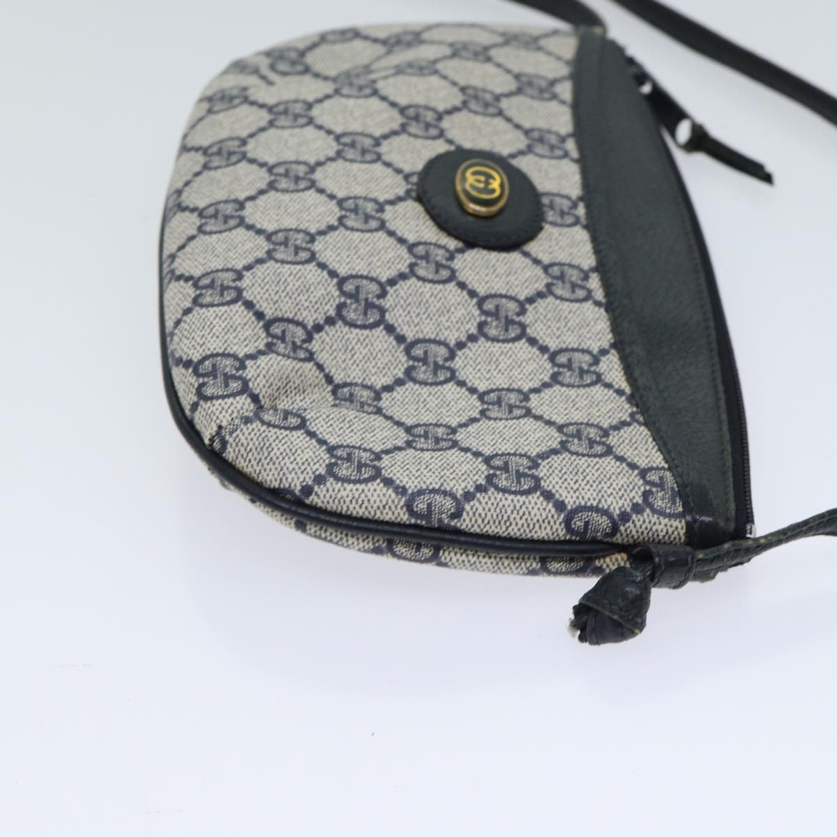 GUCCI GG Canvas Shoulder Bag PVC Navy 904 02 020 Auth 71429