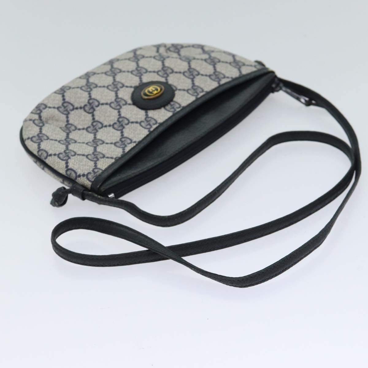 GUCCI GG Canvas Shoulder Bag PVC Navy 904 02 020 Auth 71429