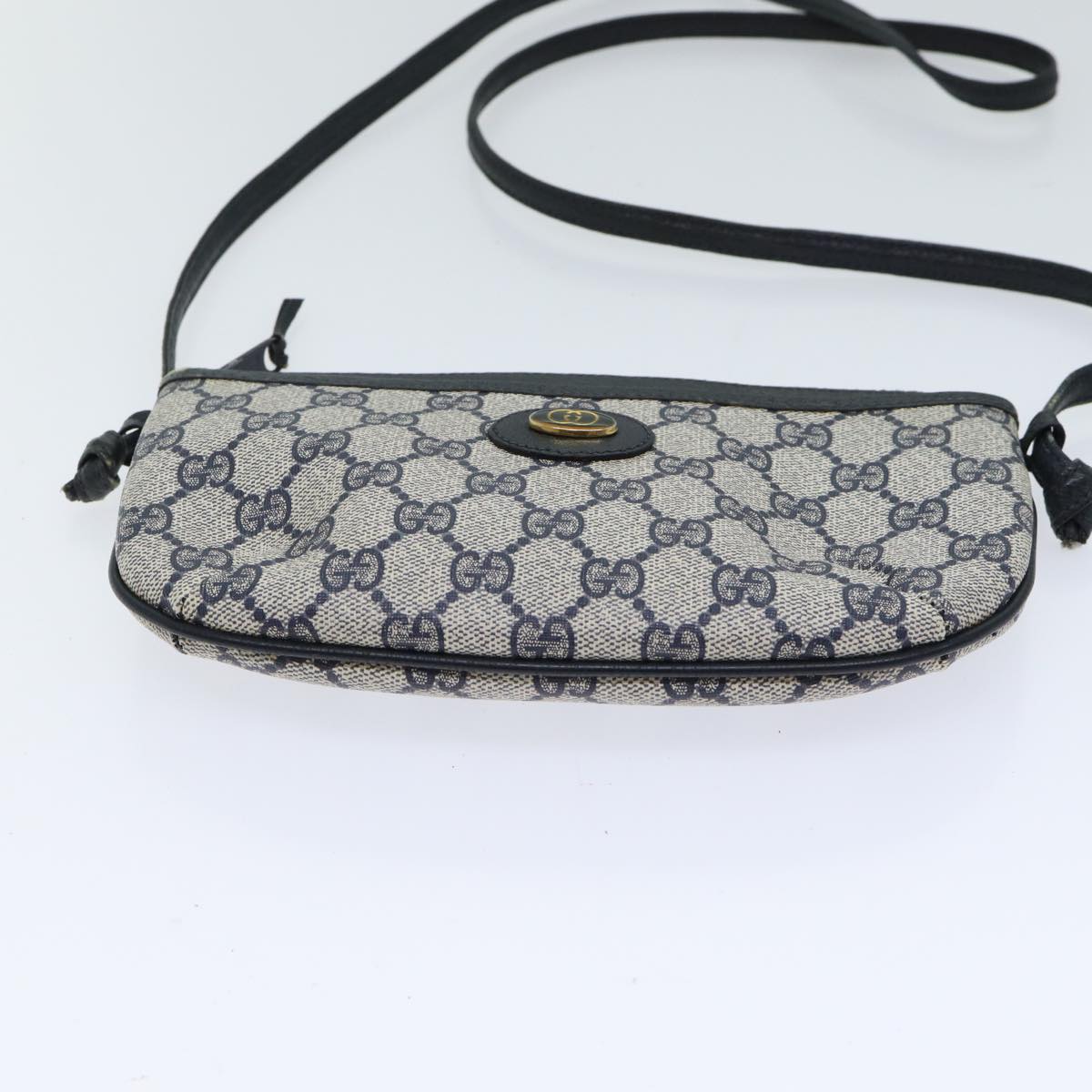 GUCCI GG Canvas Shoulder Bag PVC Navy 904 02 020 Auth 71429