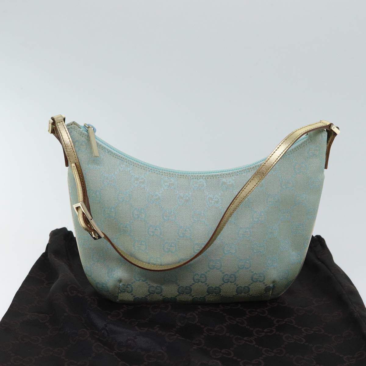 GUCCI GG Canvas Shoulder Bag Light Blue 005 0813 3444 Auth 71431