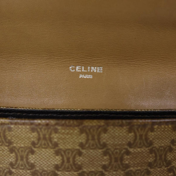 CELINE Macadam Canvas Shoulder Bag Coated Canvas Beige Auth 71434