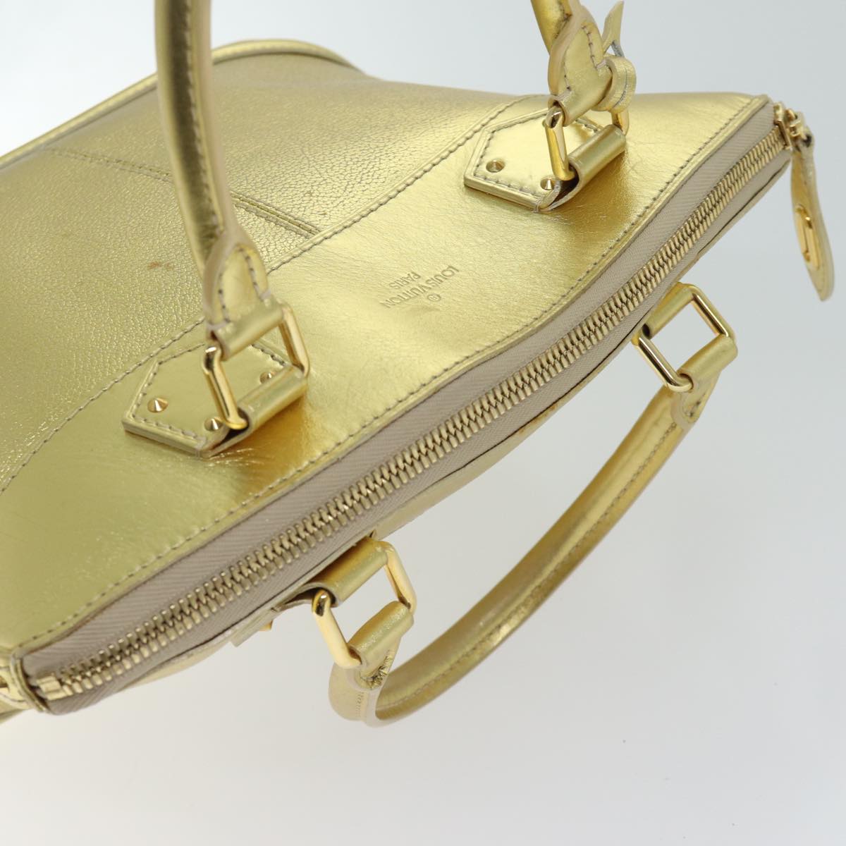 LOUIS VUITTON Suhari Lockit PM Hand Bag Leather Gold All M95433 LV Auth 71447