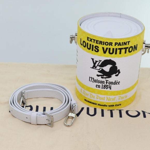 LOUIS VUITTON Monogram Painted Can Hand Bag PVC 2way Yellow M81593 Auth 71492SM