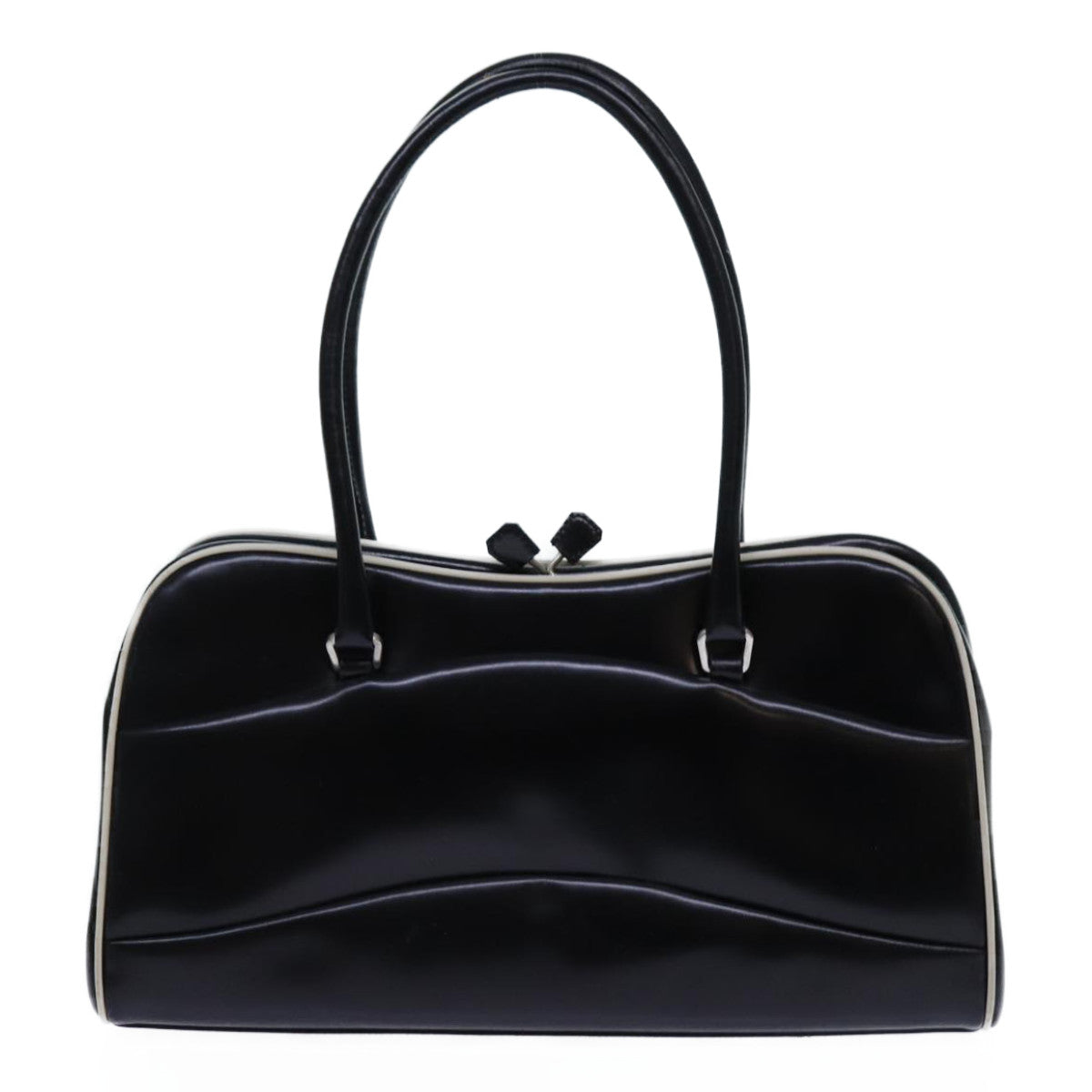 PRADA Hand Bag Leather Black Auth 71493 - 0