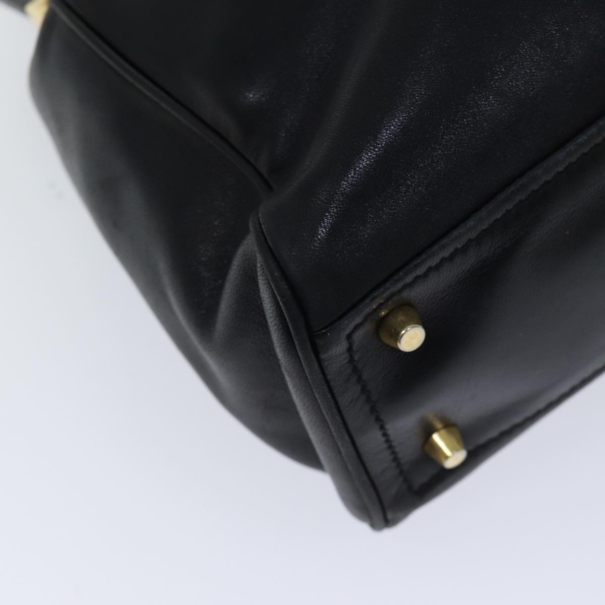 PRADA Tote Bag Leather Black Auth 71494