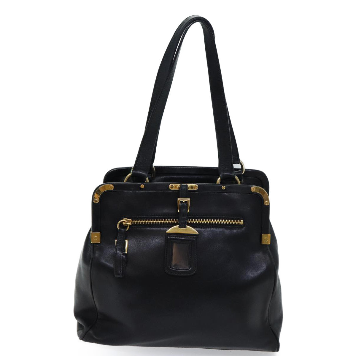 PRADA Tote Bag Leather Black Auth 71494 - 0
