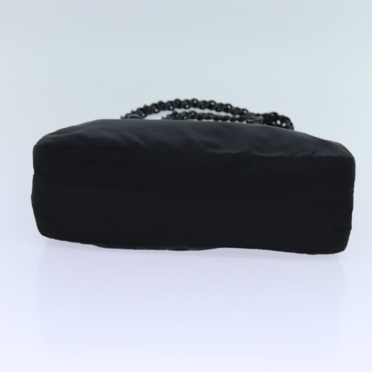 PRADA Chain Tote Bag Nylon Black Auth 71497
