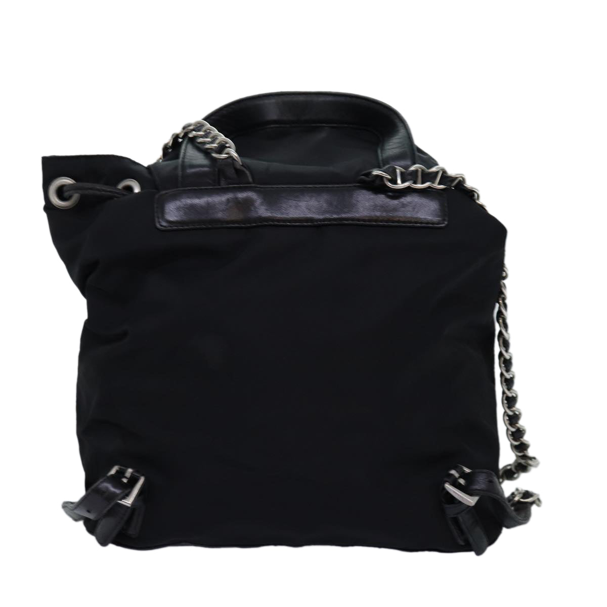 PRADA Chain Backpack Nylon Black Auth 71499 - 0