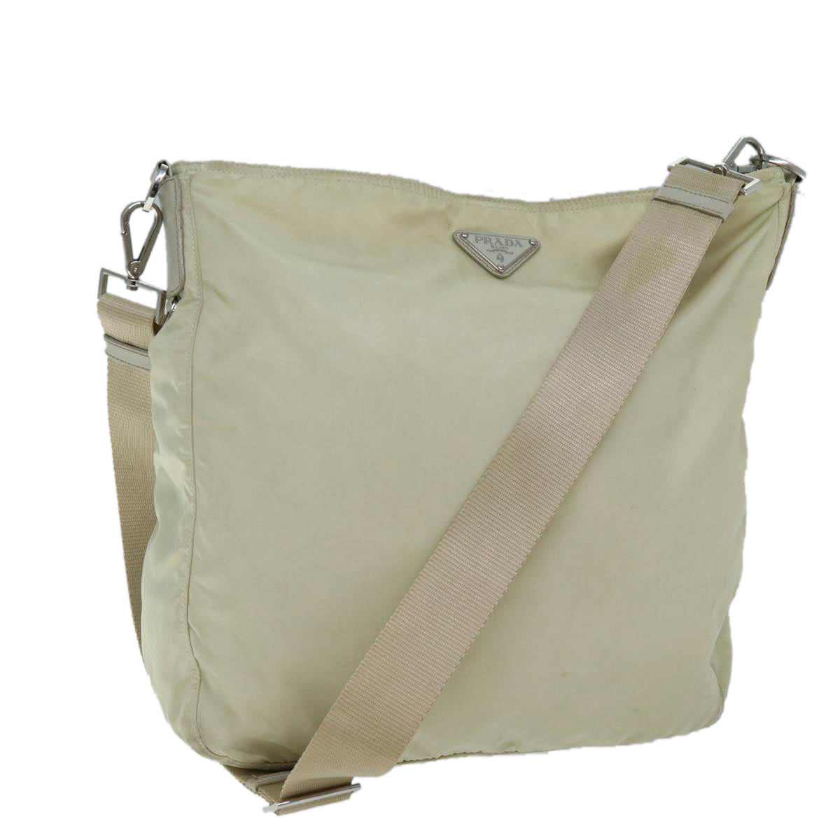 PRADA Shoulder Bag Nylon Cream Auth 71503