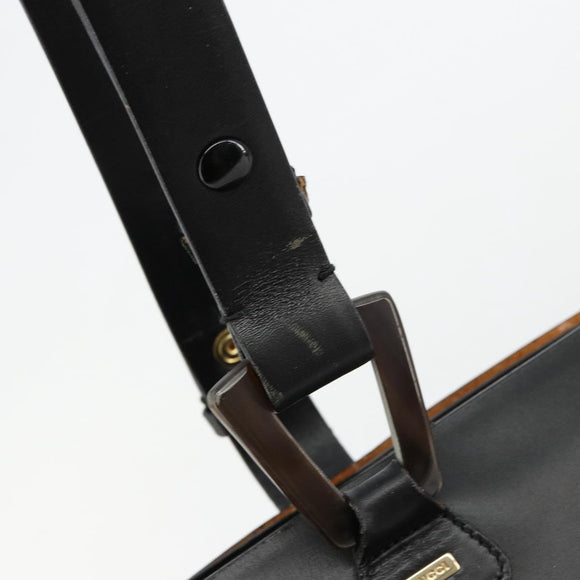 GUCCI Hand Bag Leather Black Auth 71508