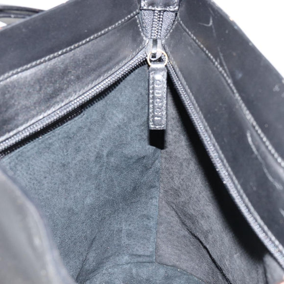 GUCCI Hand Bag Leather Black Auth 71508