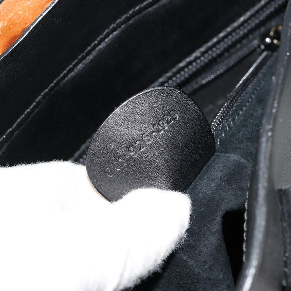 GUCCI Hand Bag Leather Black Auth 71508