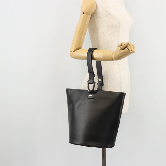 GUCCI Hand Bag Leather Black Auth 71508