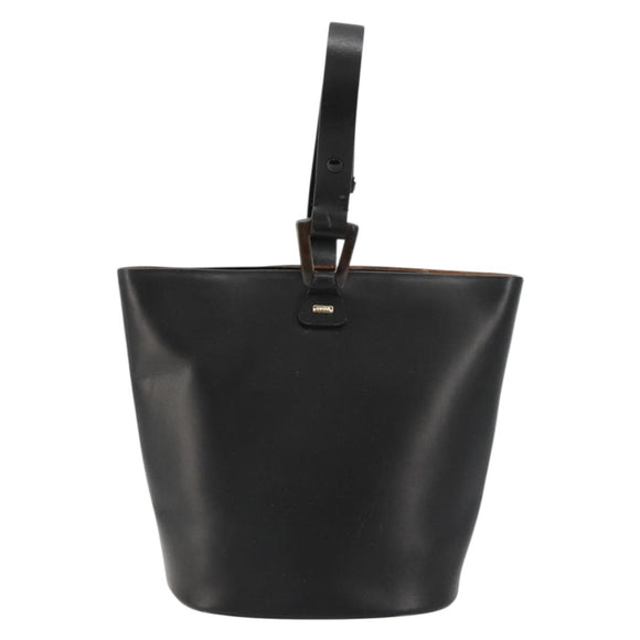 GUCCI Hand Bag Leather Black Auth 71508