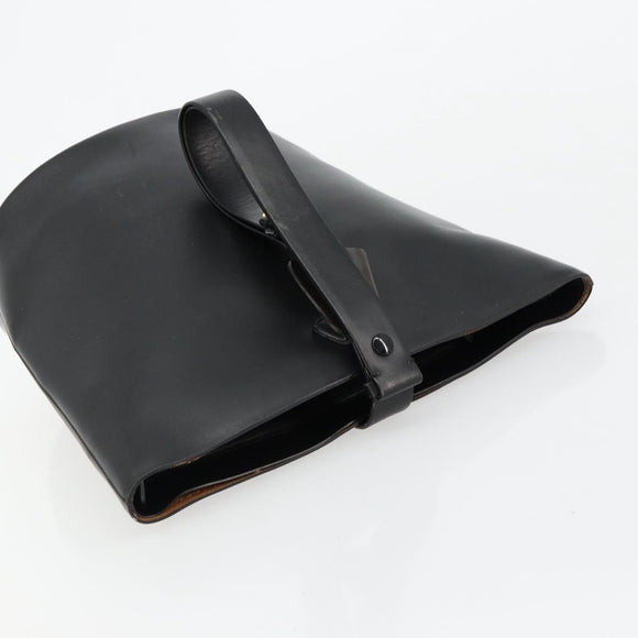 GUCCI Hand Bag Leather Black Auth 71508