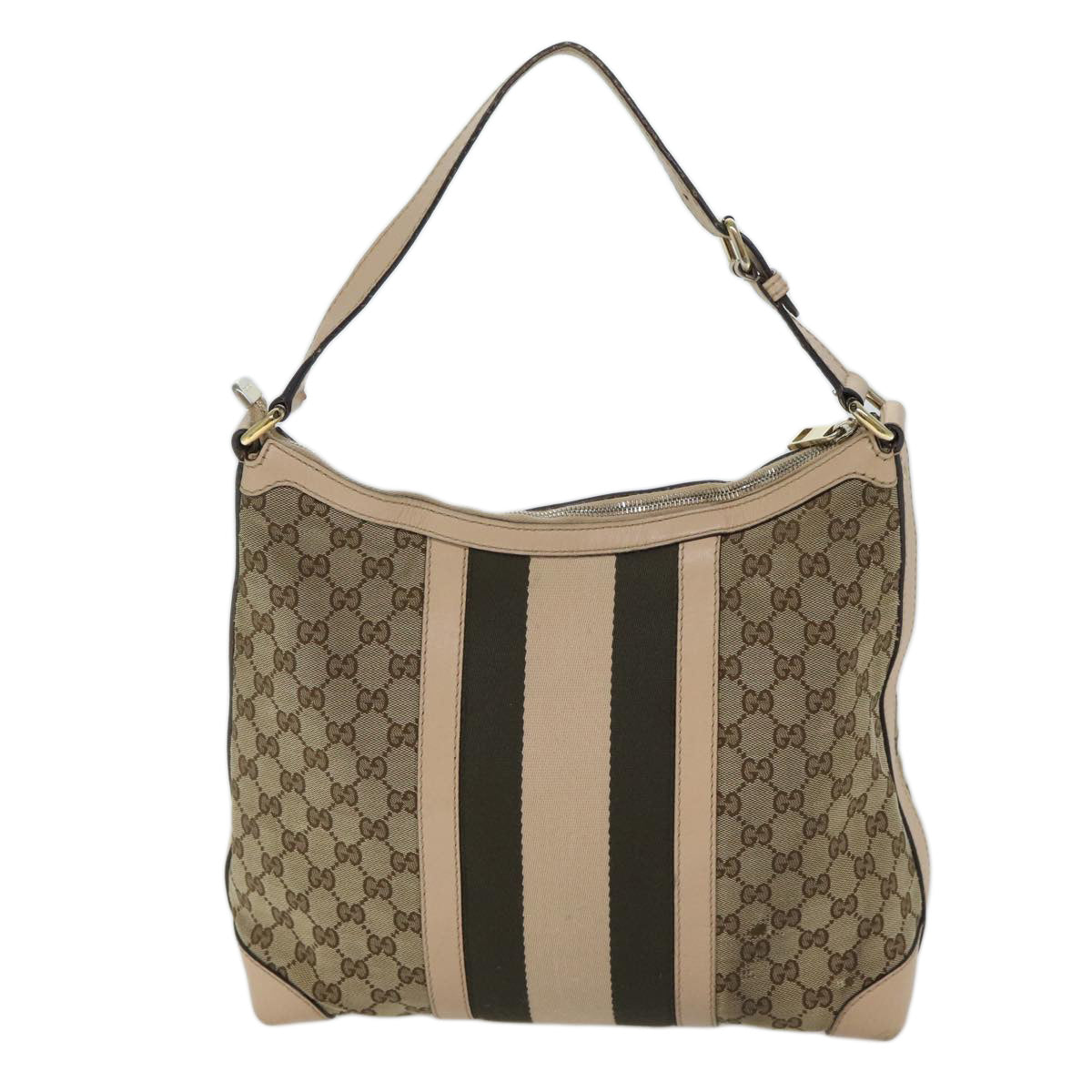 GUCCI GG Canvas Shoulder Bag Beige 257084 Auth 71510 - 0