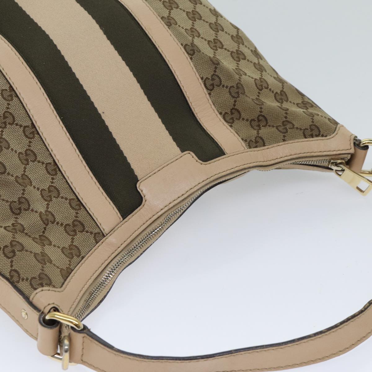 GUCCI GG Canvas Shoulder Bag Beige 257084 Auth 71510