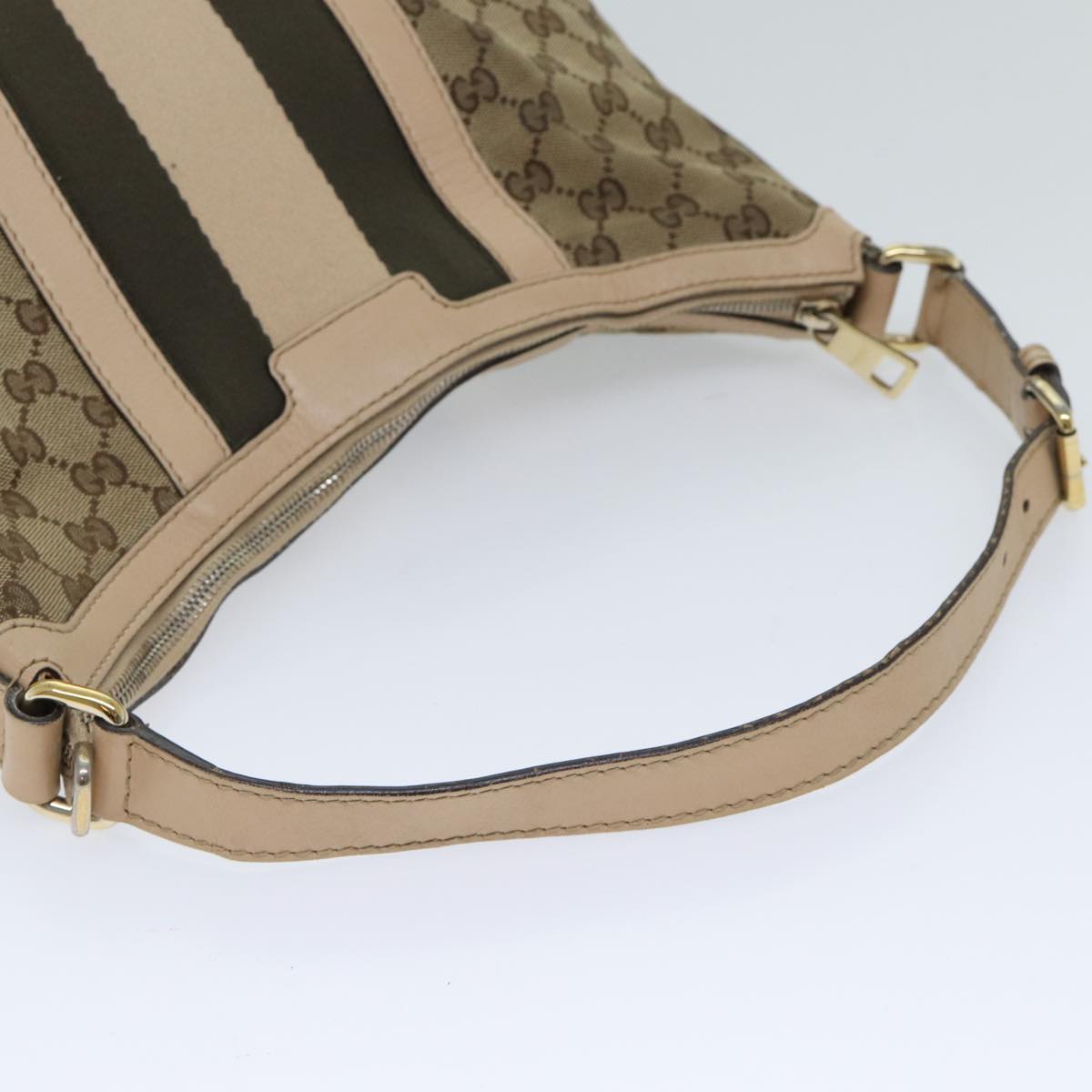 GUCCI GG Canvas Shoulder Bag Beige 257084 Auth 71510