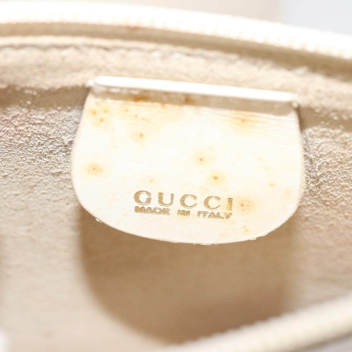 GUCCI Bamboo Shoulder Bag Leather White 001 1553 1880 Auth 71519