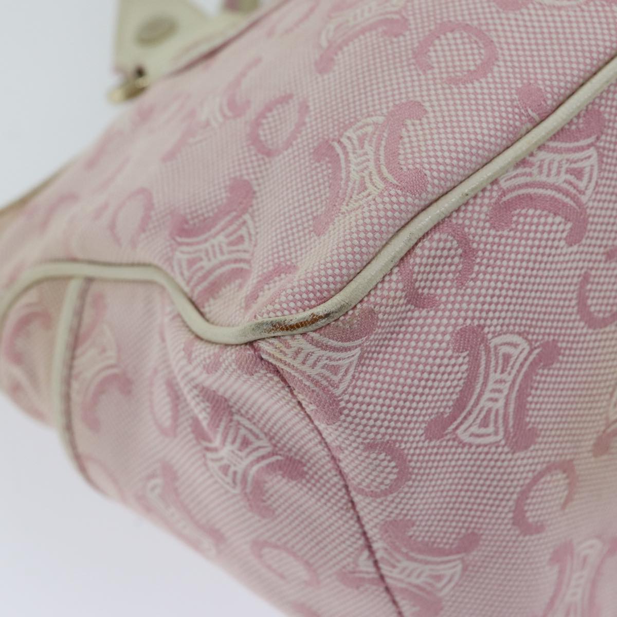 CELINE C Macadam Canvas Hand Bag Pink Auth 71536