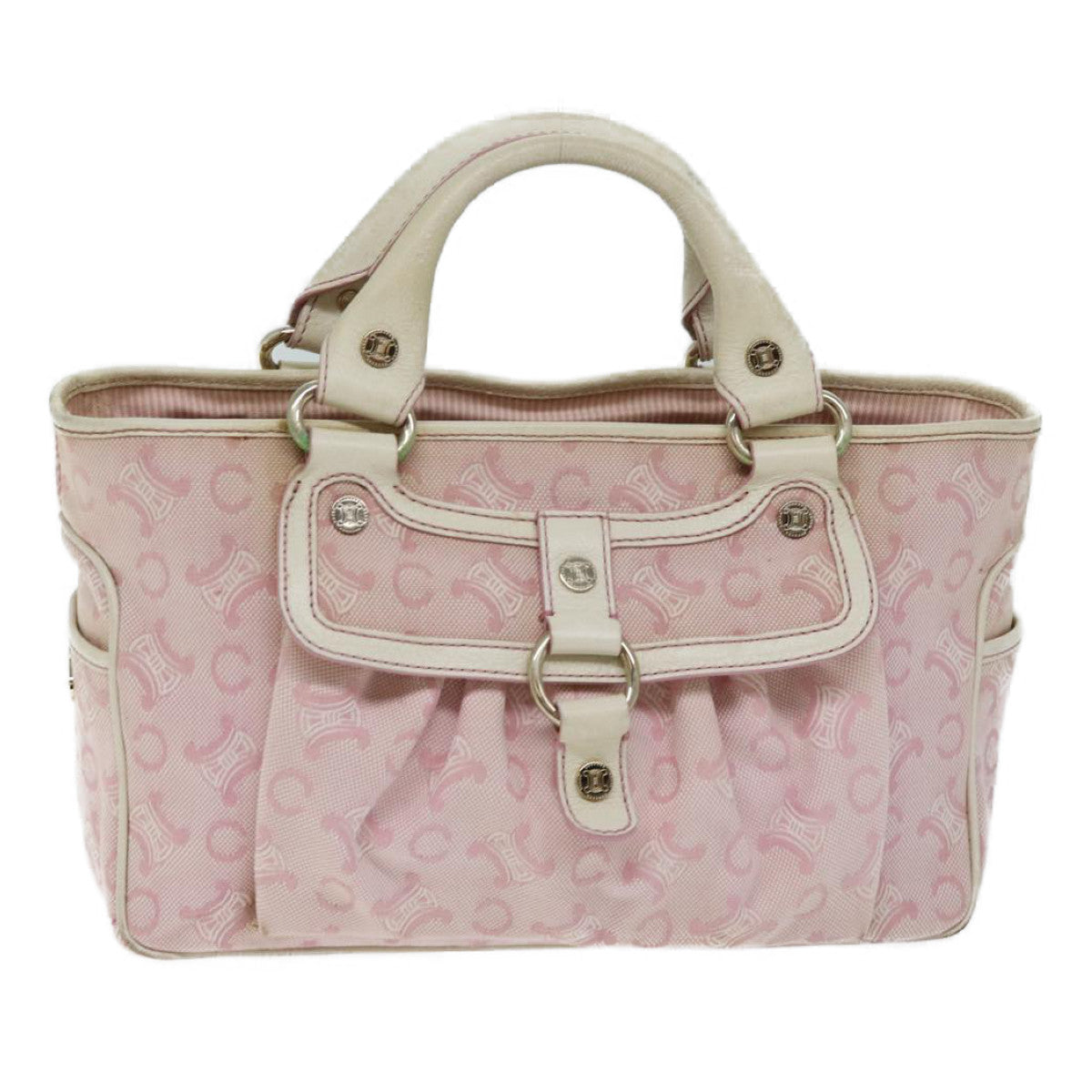 CELINE C Macadam Canvas Hand Bag Pink Auth 71536