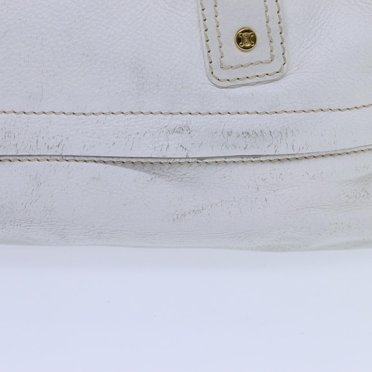 CELINE Hand Bag Leather White Auth 71541 - 0