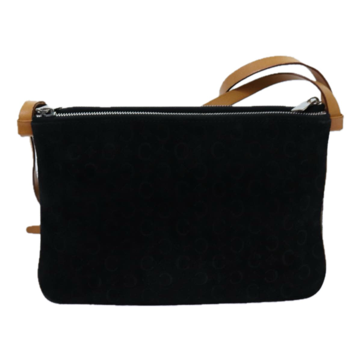 CELINE C Macadam Canvas Shoulder Bag Black Auth 71542 - 0