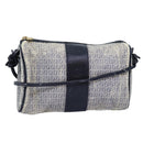 FENDI Zucchino Canvas Shoulder Bag Coated Canvas White Navy Auth 71558-1