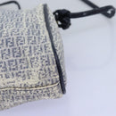 FENDI Zucchino Canvas Shoulder Bag Coated Canvas White Navy Auth 71558-15
