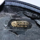 FENDI Zucchino Canvas Shoulder Bag Coated Canvas White Navy Auth 71558-11