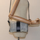 FENDI Zucchino Canvas Shoulder Bag Coated Canvas White Navy Auth 71558-20