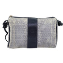 FENDI Zucchino Canvas Schultertasche Beschichtetes Canvas Weiß Navy Auth 71558-13