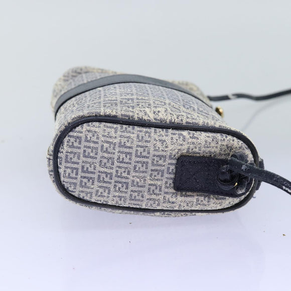 FENDI Zucchino Canvas Schultertasche Beschichtetes Canvas Weiß Navy Auth 71558