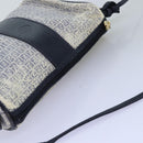 FENDI Zucchino Canvas Schultertasche Beschichtetes Canvas Weiß Navy Auth 71558-6