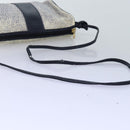 FENDI Zucchino Canvas Schultertasche Beschichtetes Canvas Weiß Navy Auth 71558-7