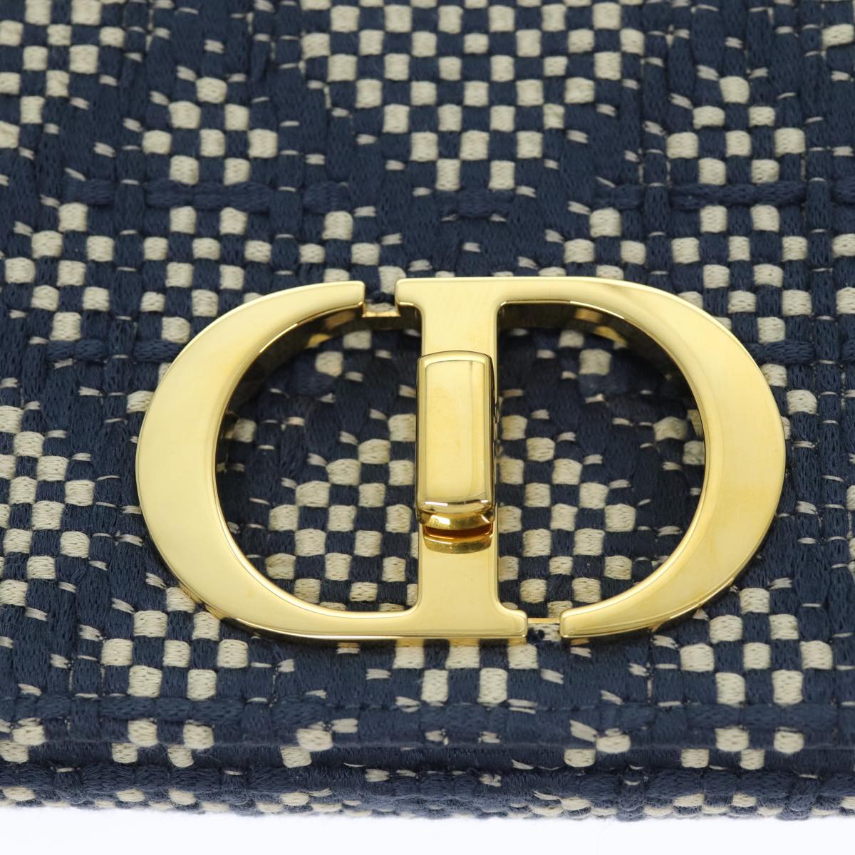 Christian Dior Canage Jacquard Shoulder Bag Canvas Navy Auth 71564A