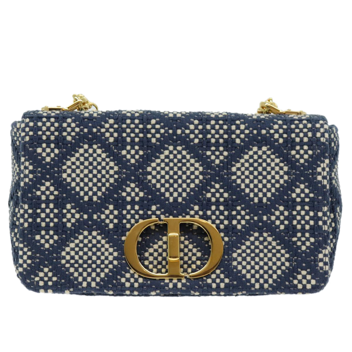 Christian Dior Canage Jacquard Shoulder Bag Canvas Navy Auth 71564A