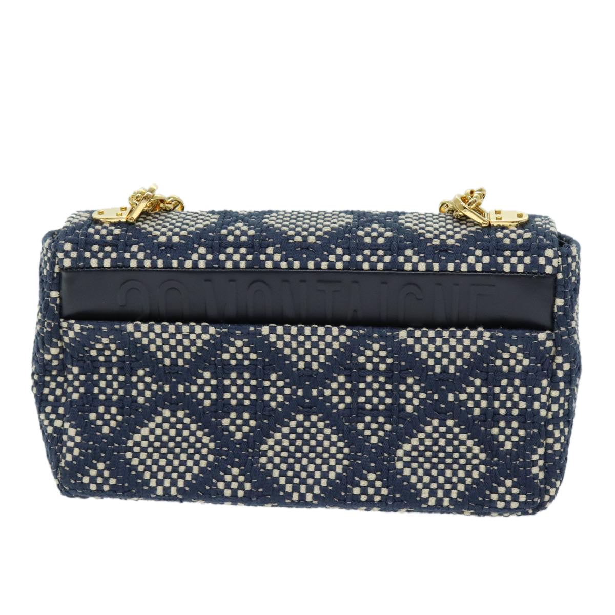 Christian Dior Canage Jacquard Shoulder Bag Canvas Navy Auth 71564A