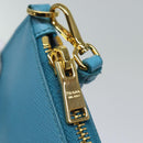 PRADA Accessory Pouch Safiano leather Blue Auth 71575A-18