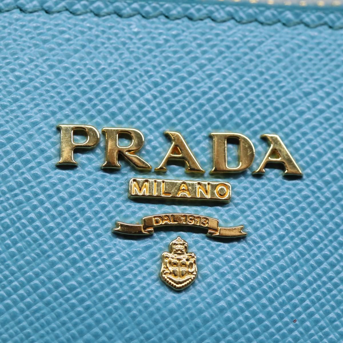 PRADA Accessory Pouch Safiano leather Blue Auth 71575A