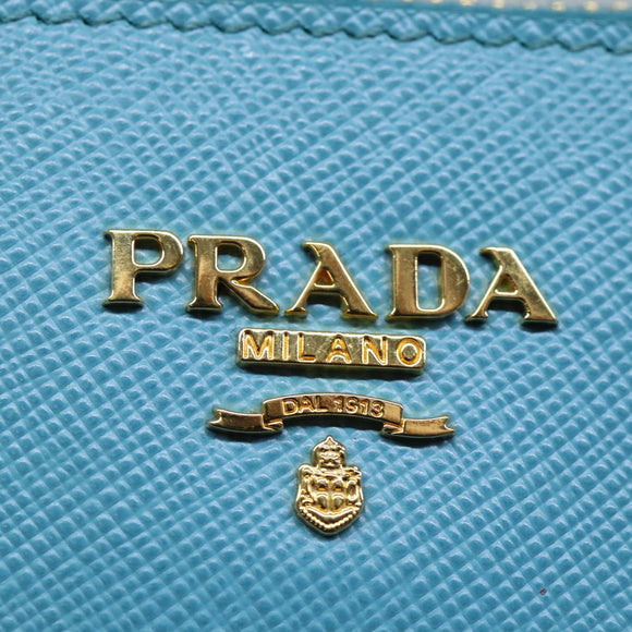 PRADA Accessory Pouch Safiano leather Blue Auth 71575A