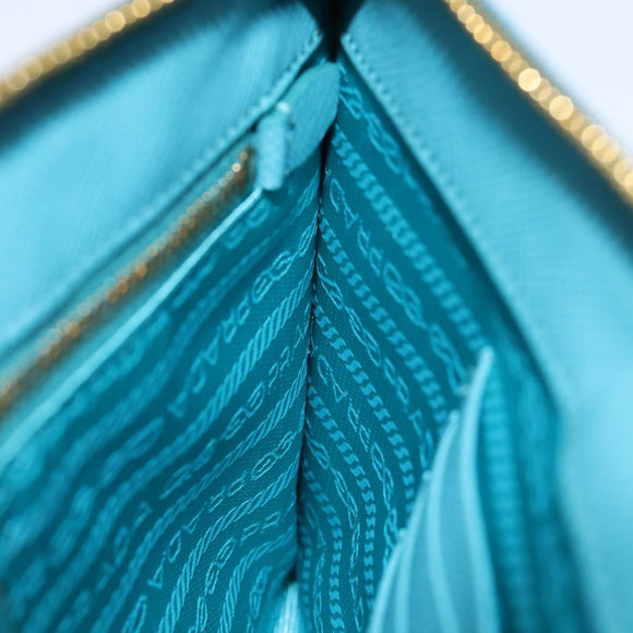 PRADA Accessory Pouch Safiano leather Blue Auth 71575A