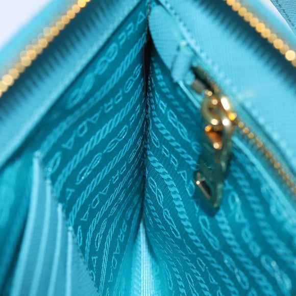PRADA Accessory Pouch Safiano leather Blue Auth 71575A