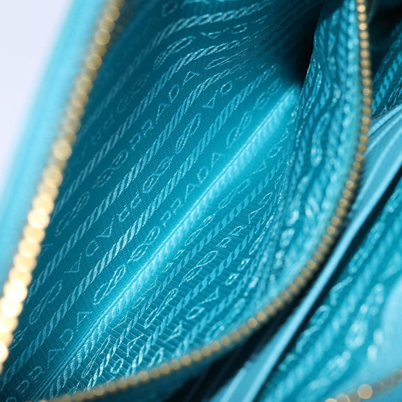 PRADA Accessory Pouch Safiano leather Blue Auth 71575A