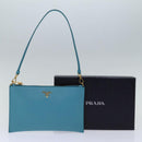 PRADA Accessory Pouch Safiano leather Blue Auth 71575A-12
