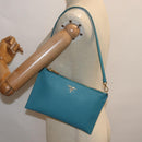 PRADA Accessory Pouch Safiano leather Blue Auth 71575A-27