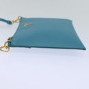 PRADA Accessory Pouch Safiano leather Blue Auth 71575A-3