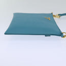 PRADA Accessory Pouch Safiano leather Blue Auth 71575A-4